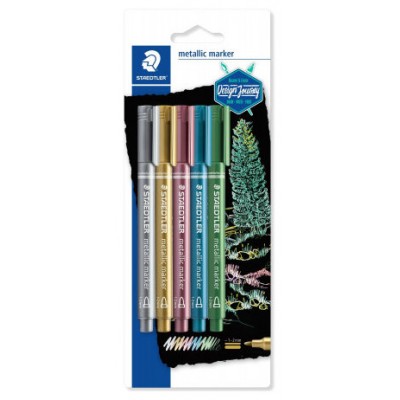 BLÍSTER CON 5 MARCADORES METÁLICOS EN COLORES ORO, PLATA, ROJO, AZUL Y VERDE STAEDTLER 8323-S BK5 (Espera 4 dias)